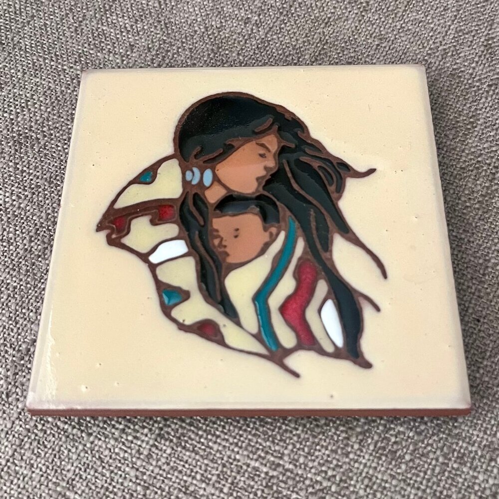 Earthtones Tucson AZ Art Tile – Native American Style Mother & Child – 1999